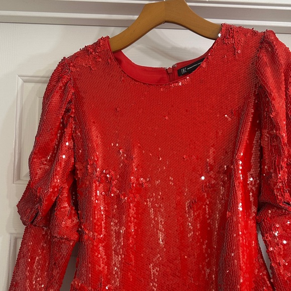 INC International Concepts Women's Vibrant Red Sequin Blouse - Picture 3 of 11